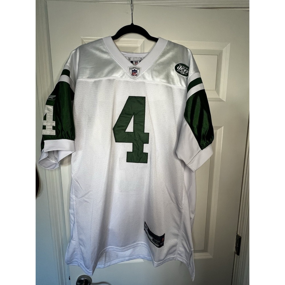 Brett Favre #4 Reebok NFL Authentic New York Jets White Jersey in Size 52